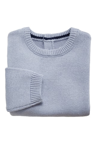 Pull-over maille coton lin col rond - Ciel