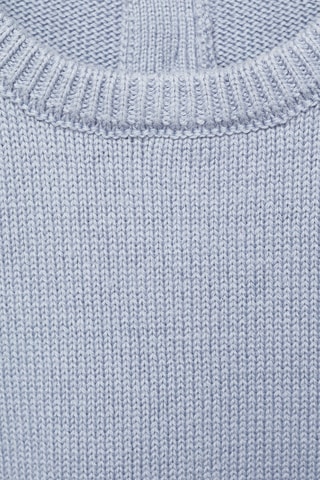 Pull-over maille coton lin col rond - Ciel