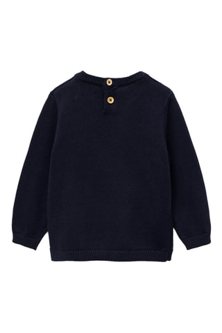 Pull-over maille coton lin col rond - Bleu marine