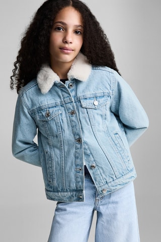 Blouson doublure fausse fourrure - Bleu clair