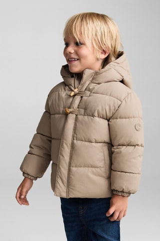 Anorak matelassée imitation mouton retourné - Beige