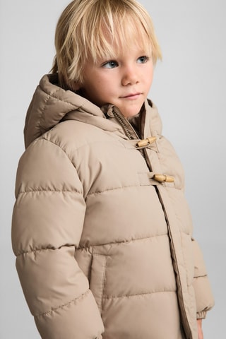 Anorak matelassée imitation mouton retourné - Beige