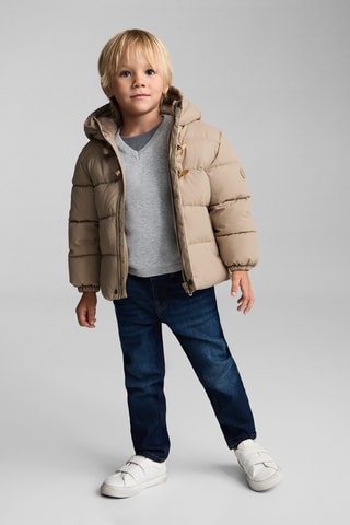 Anorak matelassée imitation mouton retourné - Beige