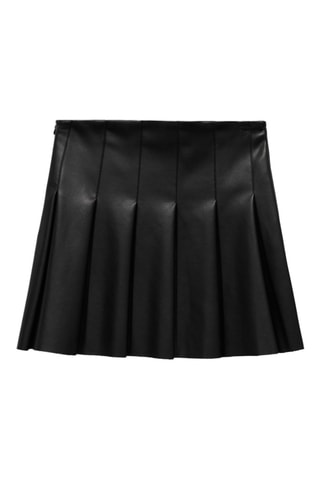 Minijupe plissée similicuir - Noir