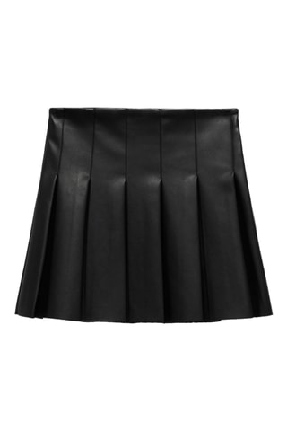 Minijupe plissée similicuir - Noir