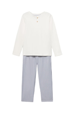 Pyjama long à rayures - Blanc cassé