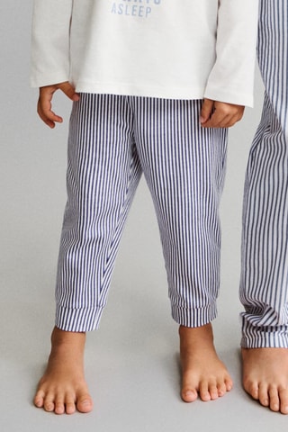 Pyjama long à rayures - Blanc cassé
