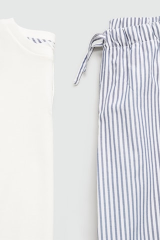 Pyjama long à rayures - Blanc cassé