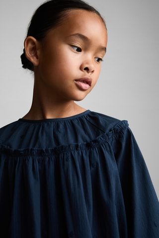 Blouse à pois brodés - Bleu marine
