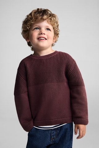Pull-over combiné maille - Bordeaux