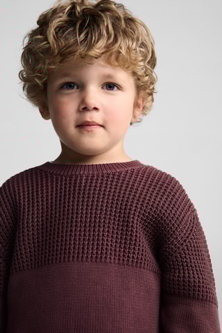 Pull-over combiné maille - Bordeaux