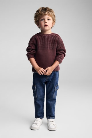 Pull-over combiné maille - Bordeaux