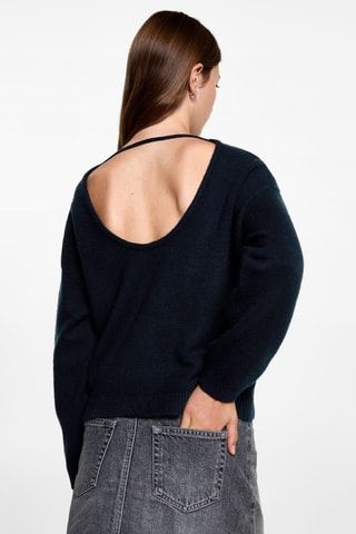 Pull-over dos ouvert - Bleu marine