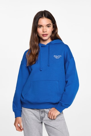 Sweat-shirt capuche message - Bleu