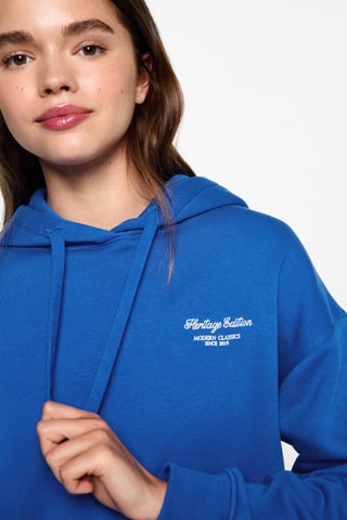 Sweat-shirt capuche message - Bleu