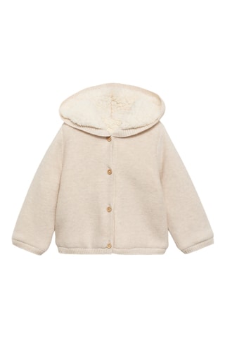 Cardigan maille intérieur polaire moutonnée - Sable