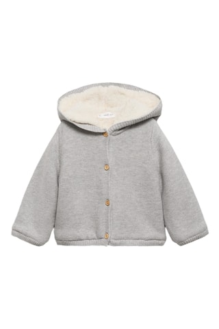 Cardigan maille intérieur polaire moutonnée - Gris chiné