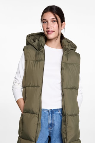Gilet matelassé à capuche - Kaki