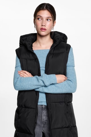 Gilet matelassé à capuche - Noir