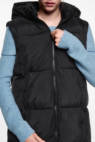 Gilet matelassé à capuche - Noir