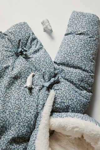 Anorak en imprimé fleuri fausse fourrure - Vert pastel