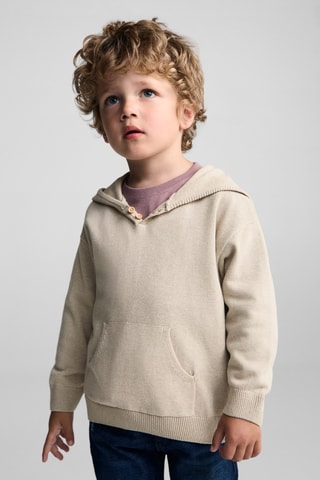 Pull-over maille capuche - Sable