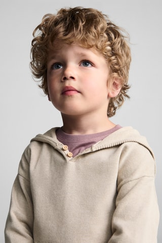 Pull-over maille capuche - Sable