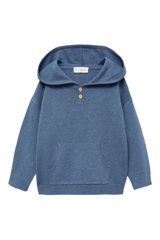 Pull-over maille capuche - Bleu