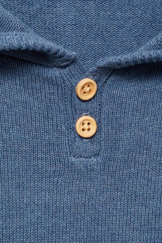 Pull-over maille capuche - Bleu