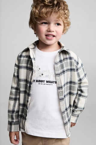 Chemise à carreaux en coton - Écru