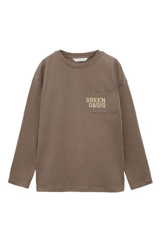 T-shirt manches longues brodé - Marron