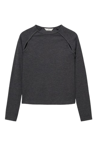 T-shirt manches longues ouvertures - Gris