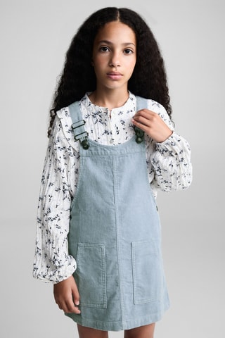Robe chasuble velours côtelé poches - Bleu