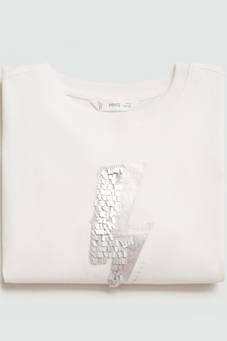T-shirt imprimé paillettes - Blanc cassé
