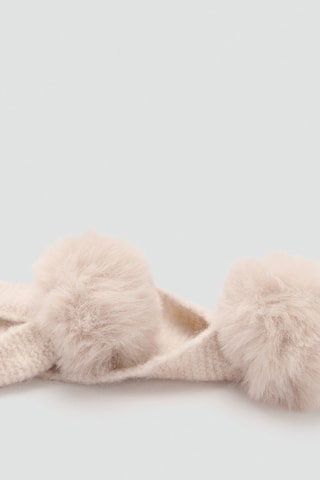 Bonnet écharpe à pompons - Sable