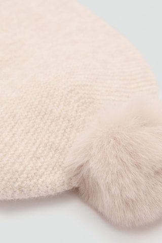 Bonnet écharpe à pompons - Sable