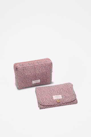 Trousse de toilette matelassée imprimée - Rose