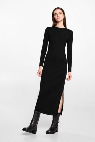 Robe manches longues ouverture - Noir