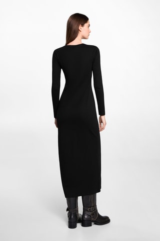 Robe manches longues ouverture - Noir
