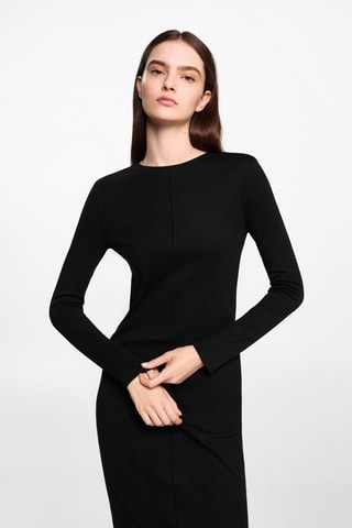 Robe manches longues ouverture - Noir