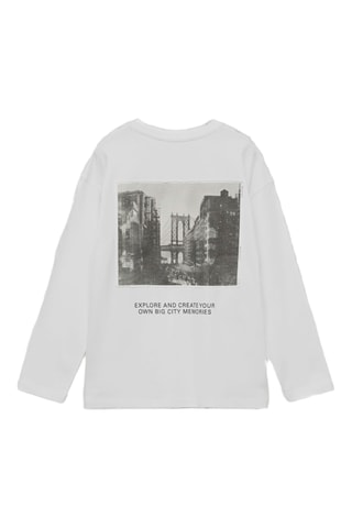 T-shirt manches longues imprimé - Blanc cassé