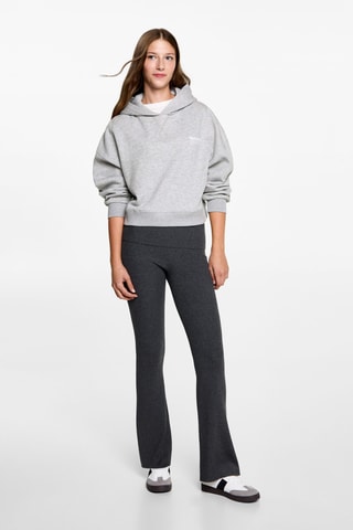 Sweat-shirt imprimé capuche - Gris chiné
