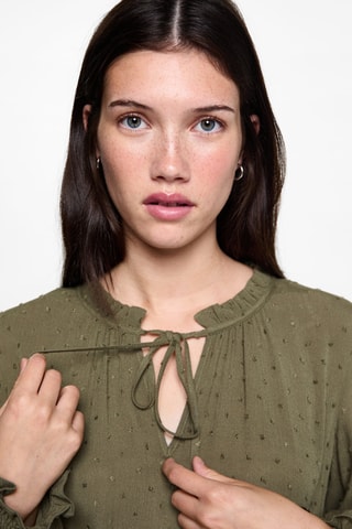 Robe froncée volants - Kaki