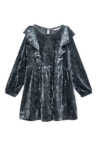 Robe velours volantée - Bleu