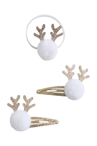 Lot élastiques et barrettes de Noël - Écru