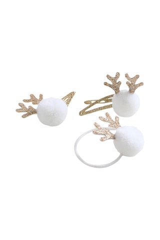 Lot élastiques et barrettes de Noël - Écru