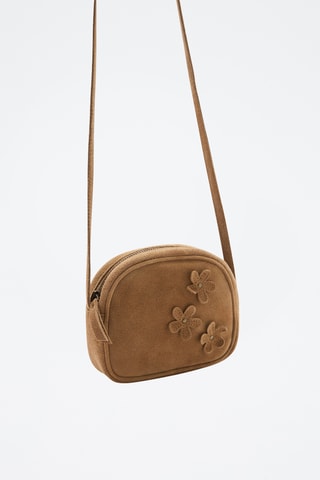 Sac cuir fleurs - Sable