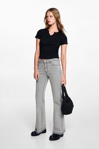 Jean flare boutons - Gris