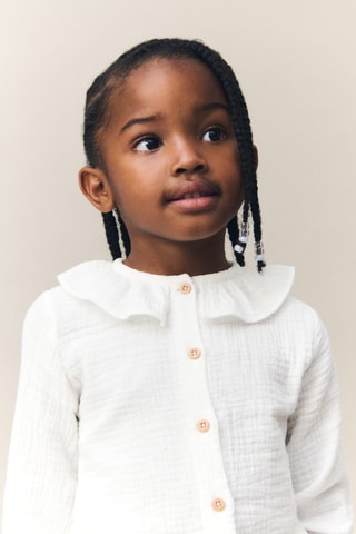 Blouse coton tissu plissé - Blanc