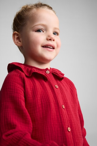Blouse coton tissu plissé - Rouge